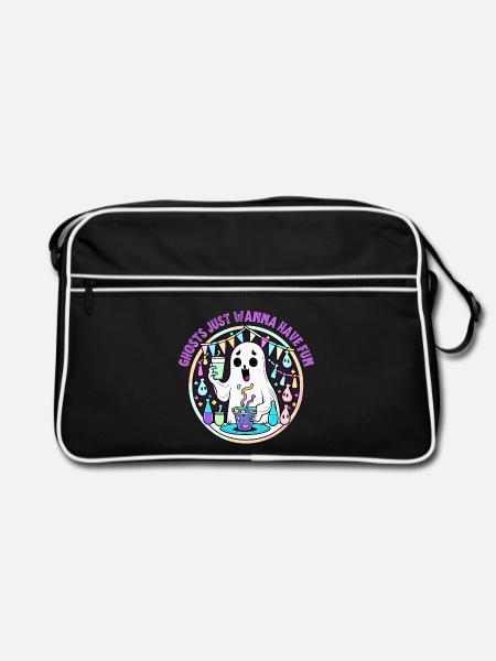Geister wollen einfach nur Spaß haben - Retro Tasche - Schwarz/Weiß
