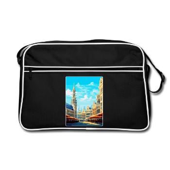 Bruxelles Belgique Poster de voyage vintage souvenir - Sac Retro - noir/blanc - Devant