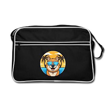 Plage de dessin animé de race de chien Ovcharka de Russie du Sud - Sac Retro - noir/blanc - Devant