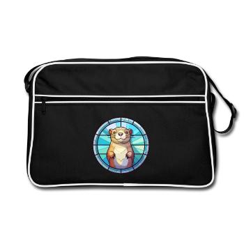 Gopher Buntglas Bunte Karikatur Kawaii Anima - Retro Tasche - Schwarz/Weiß - Vorne