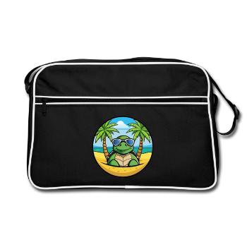 Turtle Funny Cartoon Summer Beach Sunglasses Cool - Retro Bag - black/white - Front