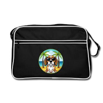 Beagle Harrier Chien Race Dessin Animé Lunettes de soleil Plage - Sac Retro - noir/blanc - Devant
