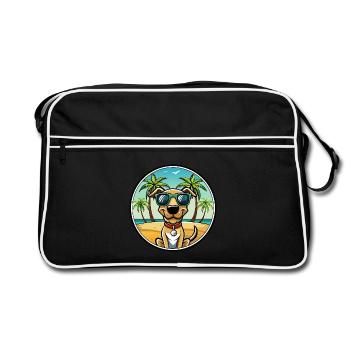 Plott Hound Hund Rasse Cartoon Sonnenbrille Strand - Retro Tasche - Schwarz/Weiß - Vorne