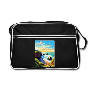 Hartland Quay Devon Vintage Travel Poster Souvenir - Retro Bag - black/white - Front