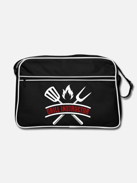 instructeur de grillades - Sac Retro - noir/blanc - Devant