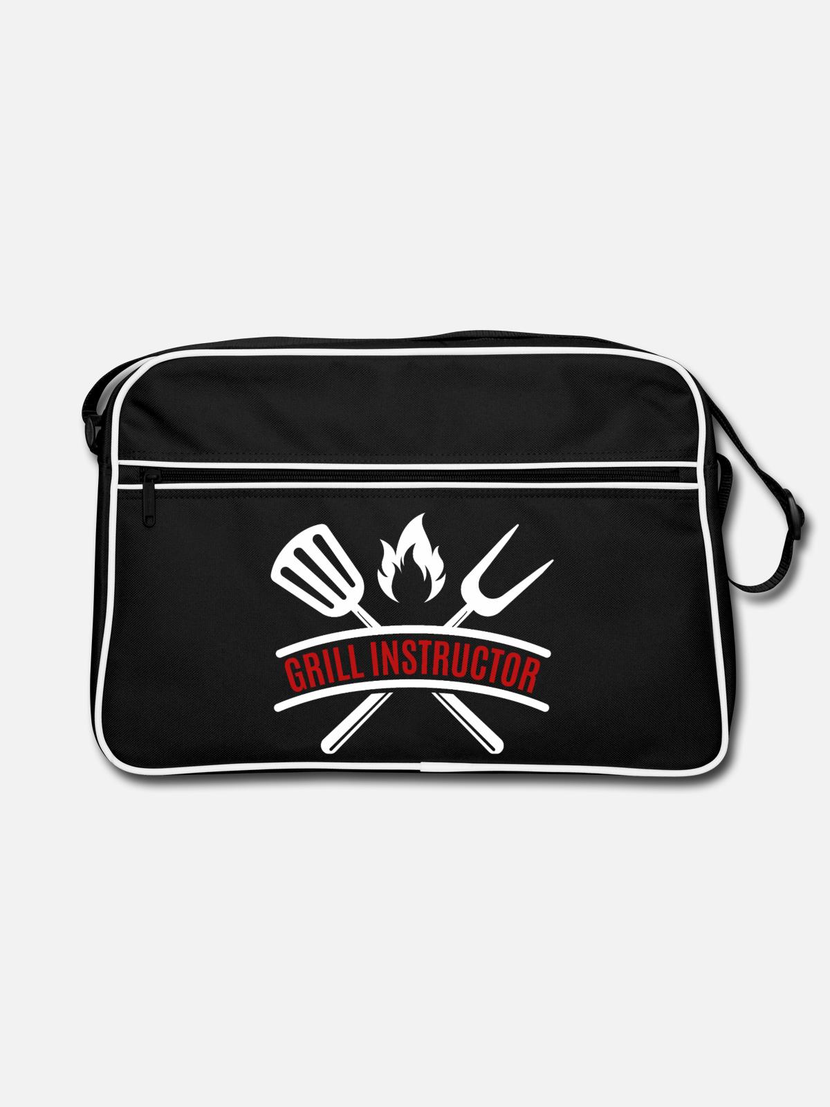 grill instructor - Retro Tasche - Schwarz/Weiß - Vorne