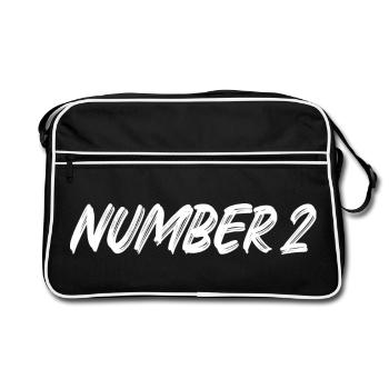 Number 2 - zwei - zweiter - zweite - 2 - Nummer 2 - Retro Tasche - Schwarz/Weiß - Vorne