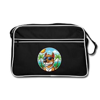 Chien de chasse norvégien Dunker Race de chien Cartoon Beach - Sac Retro - noir/blanc - Devant