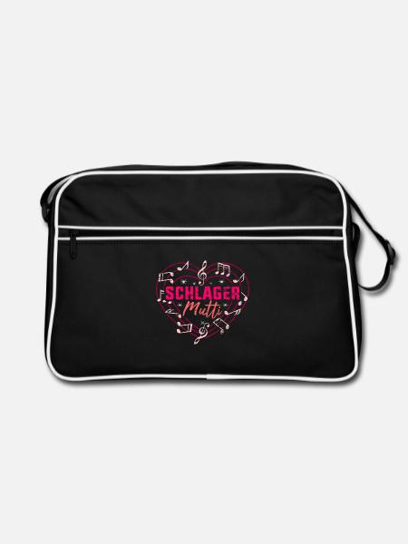 Damen Schlager Outfit Mutter Schlagermusik Kostüm - Retro Tasche - Schwarz/Weiß