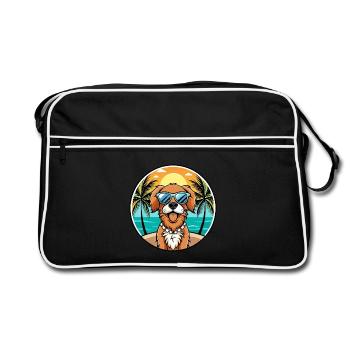 Picardy Spaniel Dog Breed Cartoon Sunglasses Beach - Retro Bag - black/white - Front