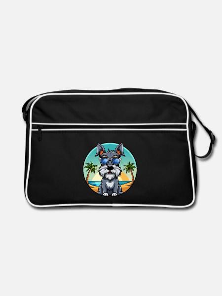 Standard Schnauzer Hunderasse Cartoon Sonnenbrille - Retro Tasche - Schwarz/Weiß - Vorne