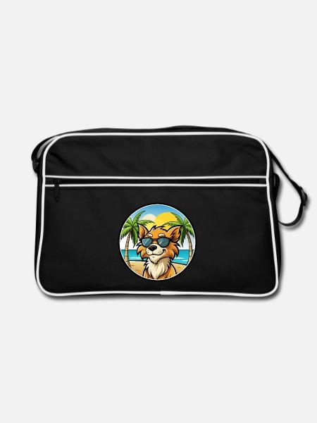 Grand Griffon Vendeen Hunderasse Cartoon Sonnenbrille - Retro Tasche - Schwarz/Weiß - Vorne