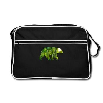 Brummiger Waldbär Wanderfreund - Retro Tasche - Schwarz/Weiß - Vorne