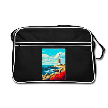 Portland Bill England Uk Reiseplakat Souvenir - Retro Tasche - Schwarz/Weiß - Vorne