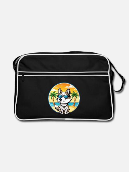 Westsibirische Laika-Hunderasse Cartoon-Sonnenbrille - Retro Tasche - Schwarz/Weiß - Vorne