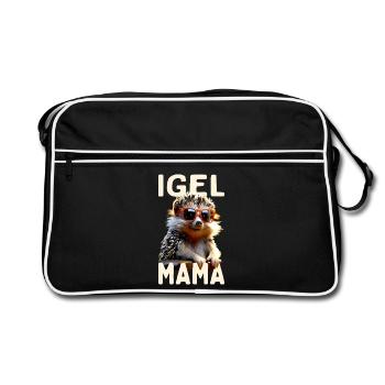 Igel Mama Mom Igelfrau Muttertag Igelmama Igel Mum - Retro Tasche - Schwarz/Weiß - Vorne