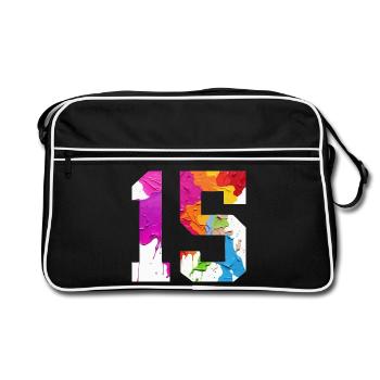 NUMÉRO COLORÉ 15 COLORÉ 15E ANNIVERSAIRE - Sac Retro - noir/blanc - Devant