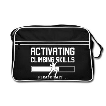Klettern Bouldern Bergsteiger Kletterer Boulder - Retro Tasche - Schwarz/Weiß - Vorne