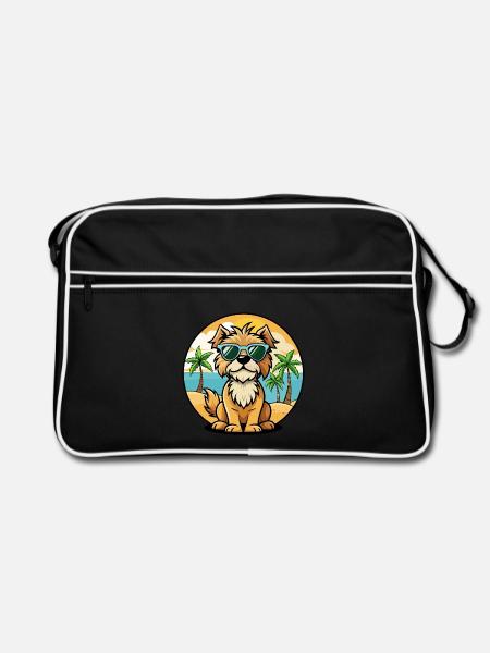 Brikett Griffon Vendéen Hunderasse Cartoon Strand - Retro Tasche - Schwarz/Weiß - Vorne