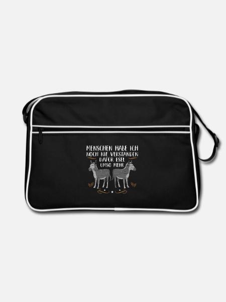 Eselhalter Esel Eselbesitzer - Retro Tasche - Schwarz/Weiß