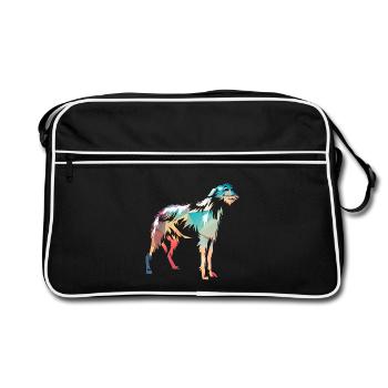 Sanfter Riese Irischer Wolfshund - Retro Tasche - Schwarz/Weiß - Vorne