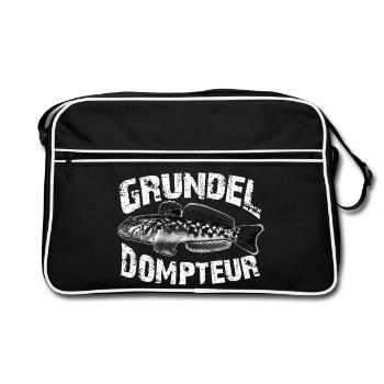 Ich fische Grundeln - Retro Tasche - Schwarz/Weiß - Vorne