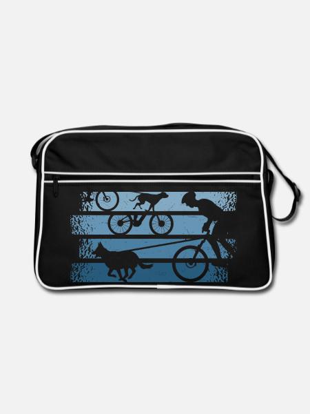 Bikejöring Zughundesport mit Fahrrad und Hund - Retro Tasche - Schwarz/Weiß