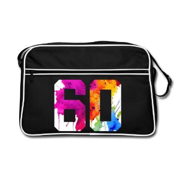 NUMMER 60 JAHRE ALT 60. GEBURTSTAG - Retro Tasche - Schwarz/Weiß - Vorne