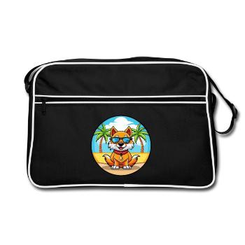 Chien impérial chinois race dessin animé lunettes de soleil plage - Sac Retro - noir/blanc - Devant
