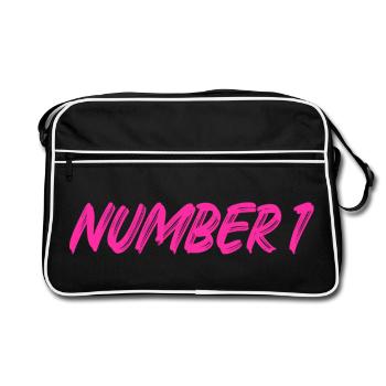 Numéro 1 - un - premier - premier - 1 - numéro 1 - Sac Retro - noir/blanc - Devant