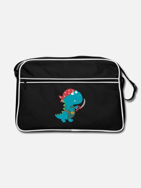 Dino Pirat Piratenkostüm Halloween Karneval Jungen - Retro Tasche - Schwarz/Weiß - Vorne