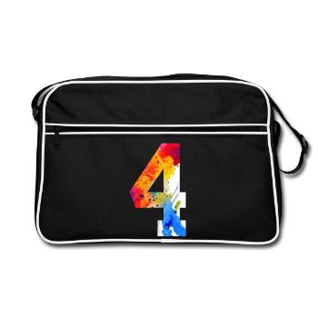 NUMMER 4 JAHRE 4. GEBURTSTAG - Retro Tasche - Schwarz/Weiß - Vorne