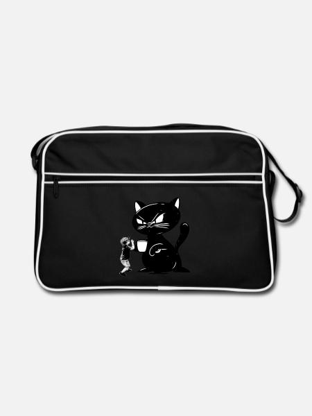 Katze - Retro Tasche - Schwarz/Weiß