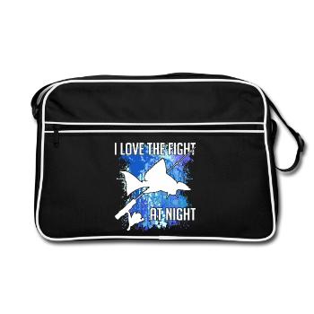 Waller catfish silhouette canne à pêche et éclaboussures de couleur - Sac Retro - noir/blanc - Devant