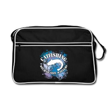 Poisson-chat Wels Waller sur des taches de couleur - Sac Retro - noir/blanc - Devant