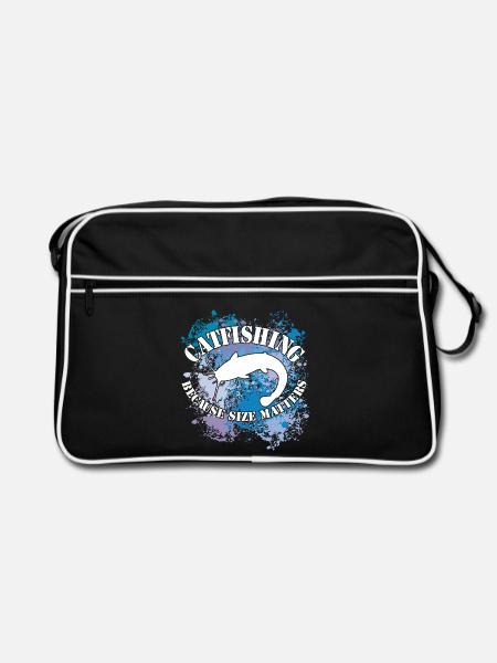 Poisson-chat Wels Waller sur des taches de couleur - Sac Retro - noir/blanc - Devant