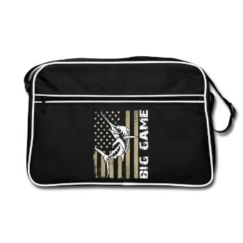 Marlin sauteur avec drapeau américain Pêche en haute mer - Sac Retro - noir/blanc - Devant