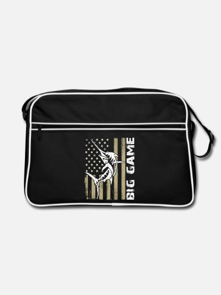 Marlin sauteur avec drapeau américain Pêche en haute mer - Sac Retro - noir/blanc - Devant