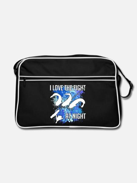 Waller catfish silhouette canne à pêche et éclaboussures de couleur - Sac Retro - noir/blanc - Devant
