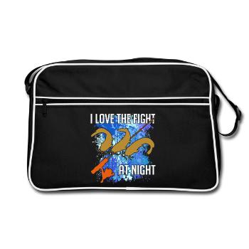 Waller catfish silhouette canne à pêche et éclaboussures de couleur - Sac Retro - noir/blanc - Devant