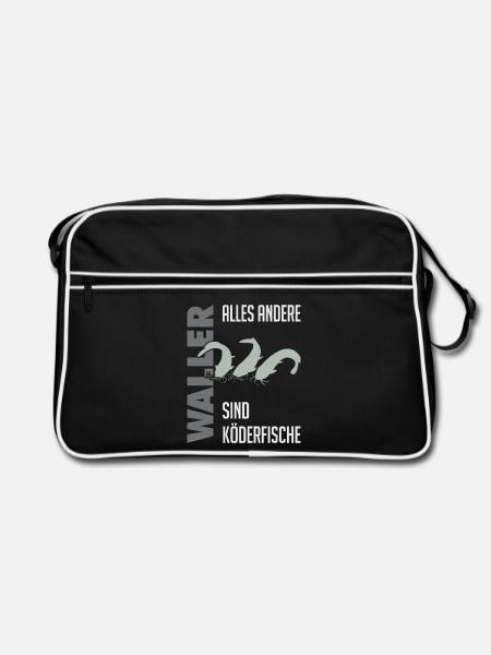 Wels fischen Kampf mit dem starken Wels - Retro Tasche - Schwarz/Weiß - Vorne