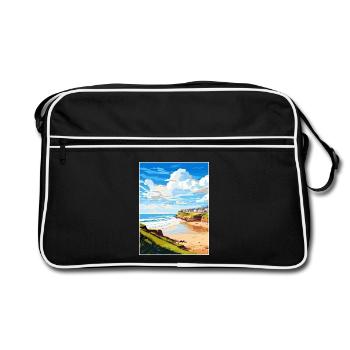 Polzeath Cornwall Vintage Reiseposter Souvenir - Retro Tasche - Schwarz/Weiß - Vorne