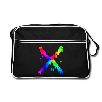 X Arc-en-ciel Desing - Sac Retro - noir/blanc - Devant