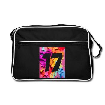 NR. 17 NUMMER 17 BUNT 17. GEBURTSTAG - Retro Tasche - Schwarz/Weiß - Vorne