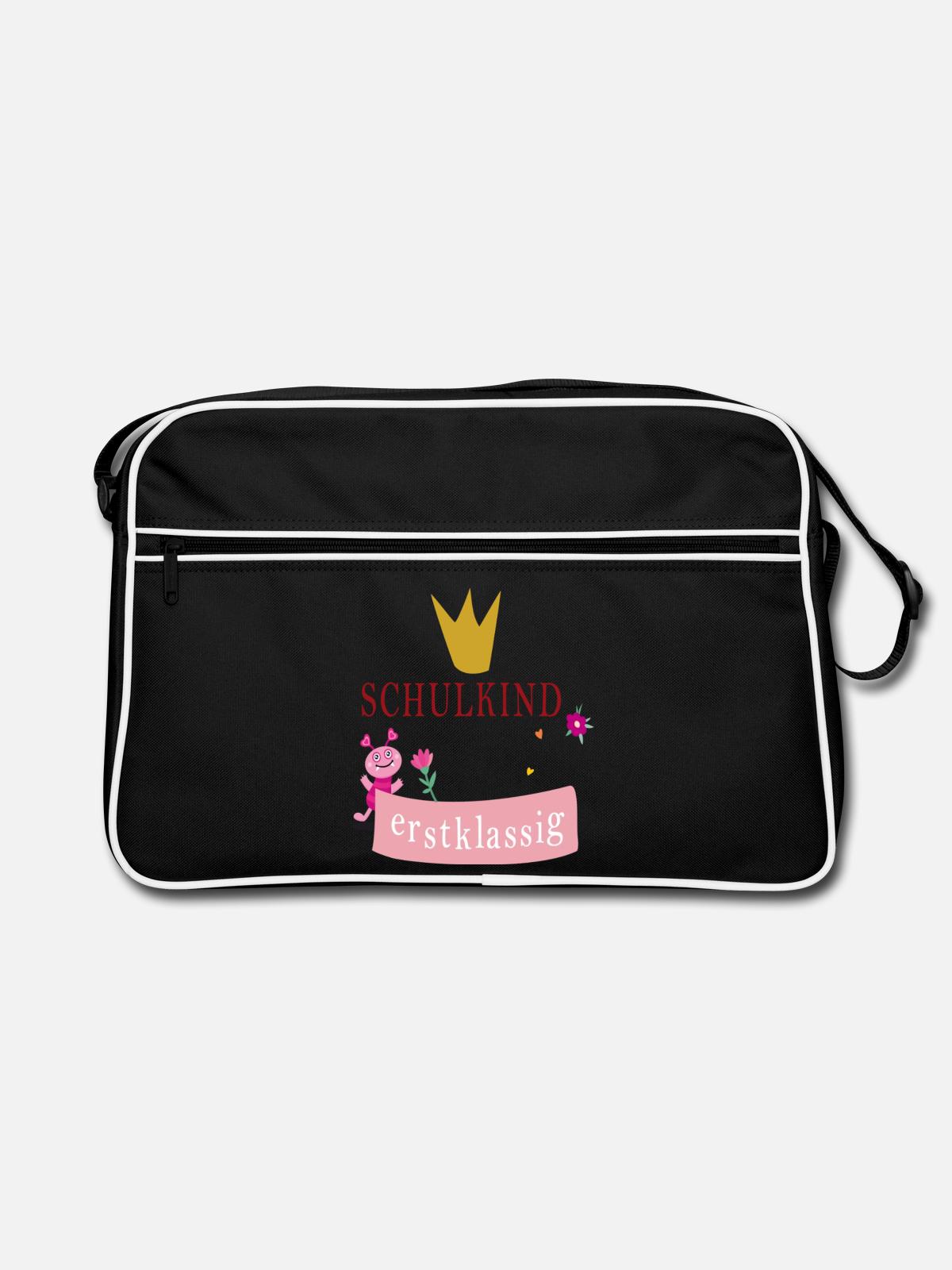 Schulkind erstklassig - Retro Tasche - Schwarz/Weiß - Vorne
