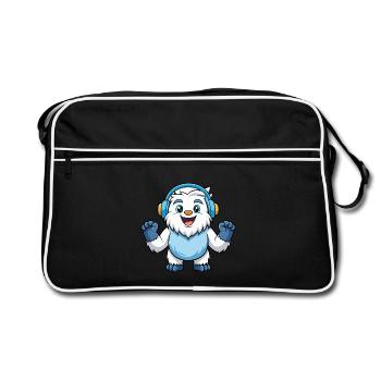 Yeti Funny Cartoon Character Musique de casque - Sac Retro - noir/blanc - Devant