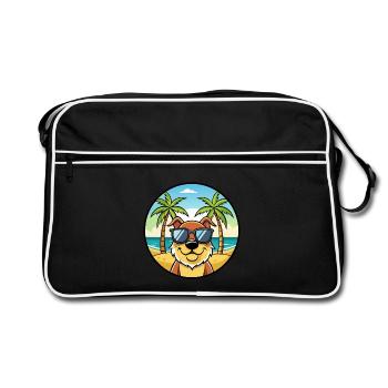 Berger De Beauce Dog Breed Cartoon Sunglass Beach - Retro Bag - black/white - Front