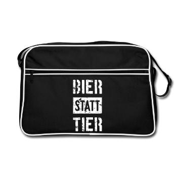 BIER STATT TIER - Retro Tasche - Schwarz/Weiß - Vorne