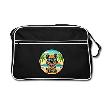 Black Tan Dog Breed Cartoon Sunglasses Beach - Retro Bag - black/white - Front