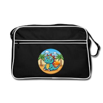Dragon Funny Cartoon Lunettes de soleil de plage d’été - Sac Retro - noir/blanc - Devant